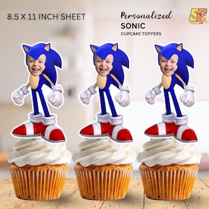 Sonic the Hedgehog Personalized Face Cupcake Toppers (Digital File)