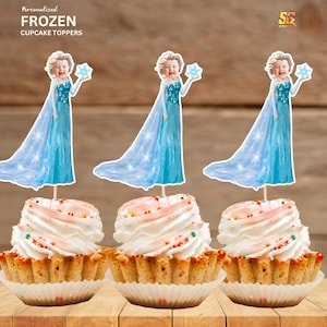 Frozen Elsa Personalized face cupcake toppers, Frozen Elsa Face Cupcake Toppers, Custom  Cupcake Toppers, Digital File