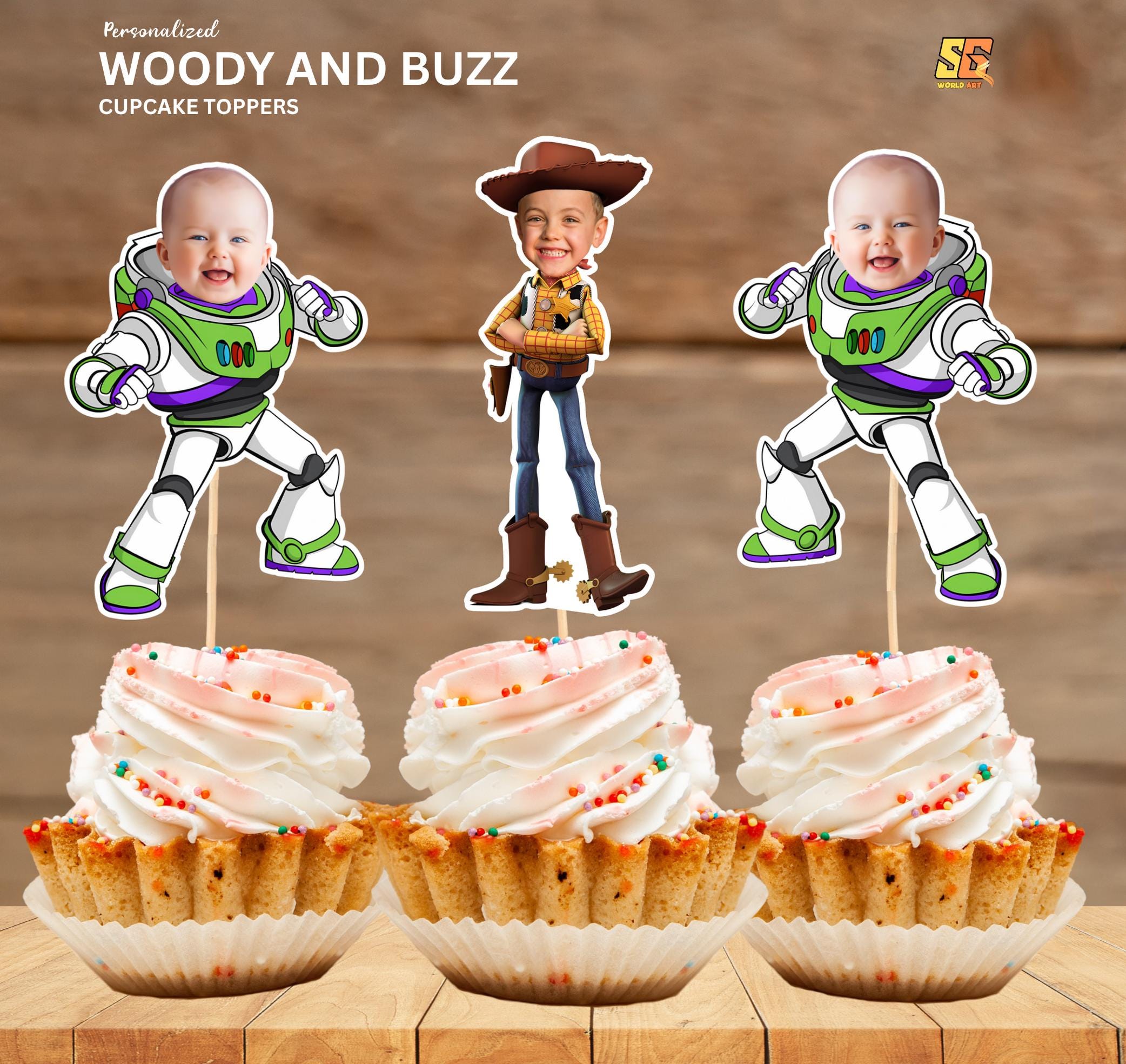 Woody and Buzz Personalized Face Cupcake Toppers Inspired Face Cupcake  Toppers, Personalized Custom Cupcake Toppers Superhero, Digital File - Etsy, image size:2084x1968