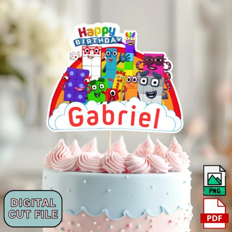 Printable Number Block Cake Topper, Kids Block Birthday Party Cake ...