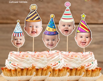 Custom Face Cupcake Toppers: Personalized Birthday Party Decoration (Digital Download)