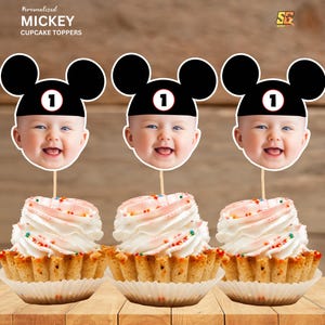 Mickey Personalized face cupcake toppers, Mickey Face Cupcake Toppers, Custom  Cupcake Toppers Game Inspired, Digital File