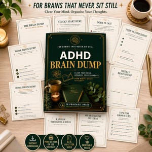 ADHD Brain Dump Planner | Printable Thought Organizer, Dump Sort Plan System, Digital Download for ADHD Adults