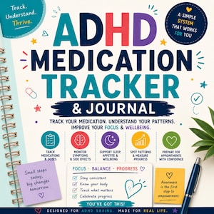 ADHD Medication Tracker & Journal | Daily Medication Log, Symptom, Side Effect and Sleep Tracker PDF