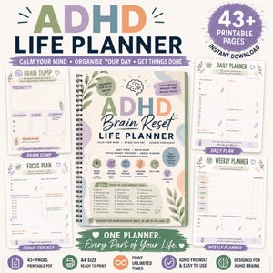 ADHD Life Planner | Daily Focus Planner & Executive Function System