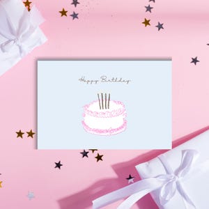 Cartão de aniversário pastel para meninas, modelo editável do Canva, PDF para impressão, download instantâneo