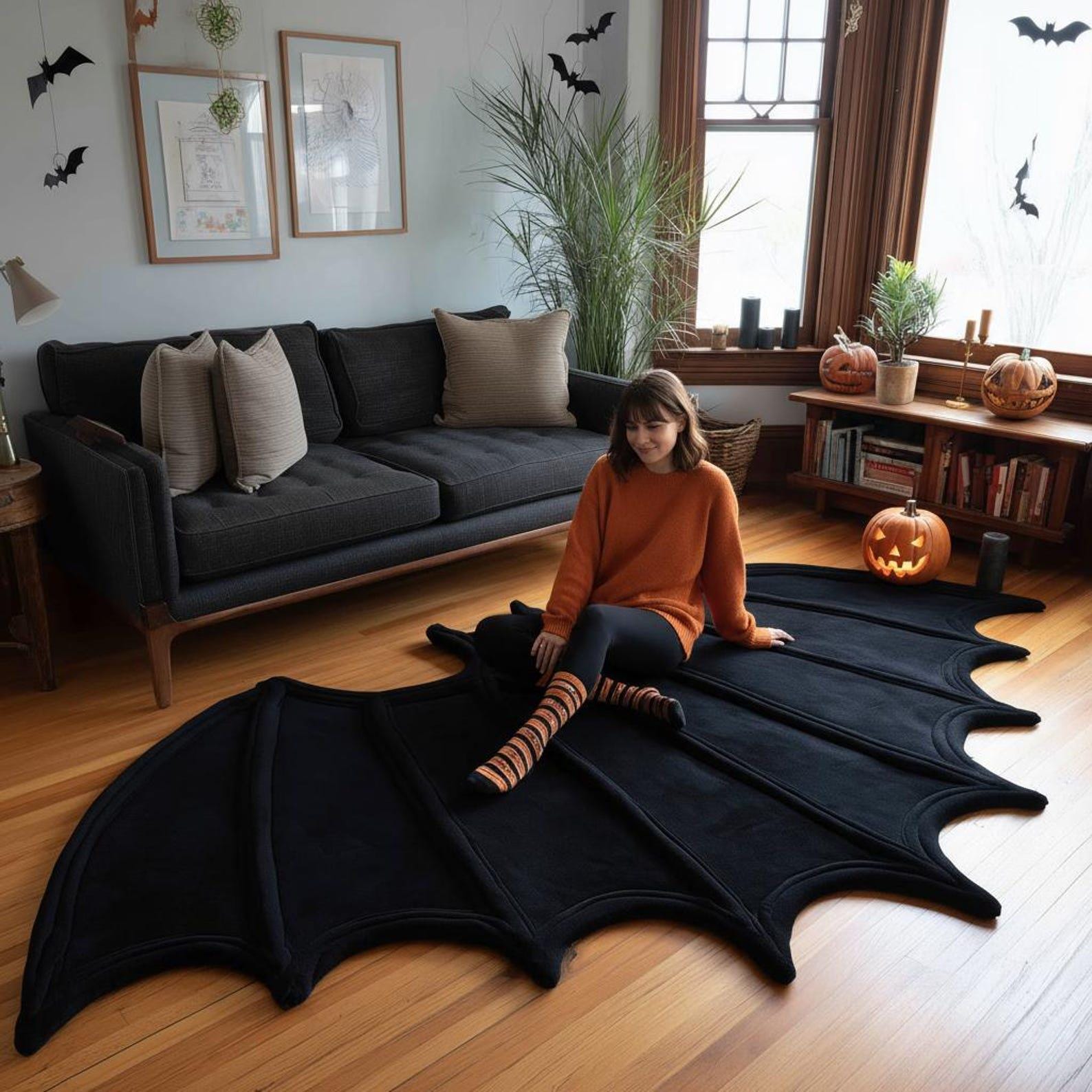 Handmade Tufted Wool Bat Rug: Gothic Halloween Decor 6x9 - Etsy