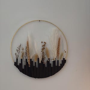 Dried flower wreath | Gift idea | Wall wreath | Window wreath | Metal ring | Gold decorative ring | Dried flowers