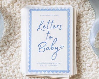 Letters to Baby Boy, Blue Baby Shower Activity and Keepsake Cards, Printable Wishes for Baby Game, Time Capsule Guestbook Idea