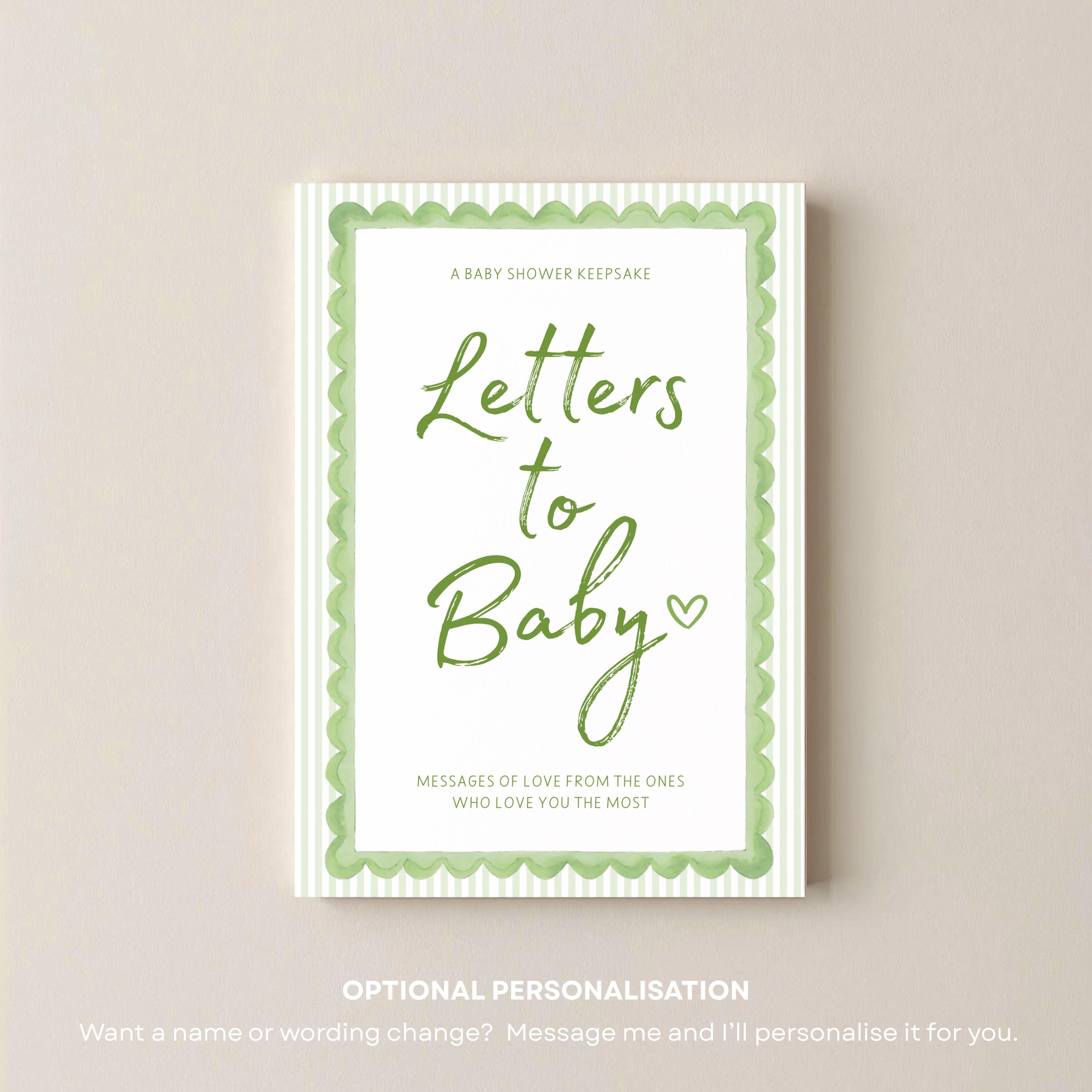 Letters to Baby Shower Activity Printable, Baby Shower Keepsake Cards ...