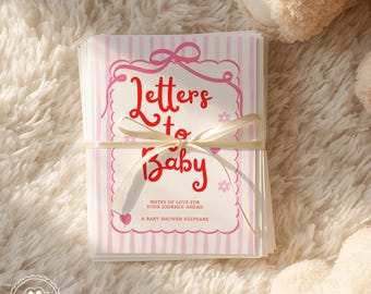 Listy do zabawy na baby shower do druku w formacie PDF, kartki pamiątkowe na baby shower dla dziewczynek, alternatywa dla księgi gości, różowa gra na baby shower, t70c