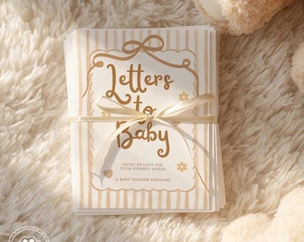 Letters to Baby Shower Keepsake Cards, Beige Baby Shower Activity, Guest Book Alternative (Printable PDF) t70c