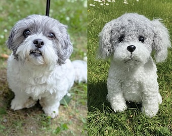 カスタマイズできる犬猫用ぬいぐるみ、手作りペットかぎ針人形、動物の思い出の贈り物、ペットロスの贈り物、犬猫愛好家へのクリスマスプレゼント