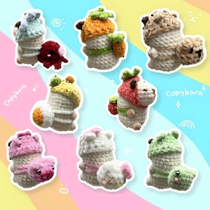 Capybara With Costume Crochet, Cute Capybara Crochet For Kids, Adorable Crochet For Animal Lovers, Capybara With Hat and Bag, Amigurimi Capy