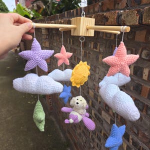 Babymobiel met gehaakte hond en kat, op maat gemaakte gehaakte hond en kat, babymobiel voor de babykamer, babywiegmobiel, cadeau voor babyverzorger, cadeau voor de eerste maand afbeelding 13