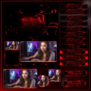 Stream Overlay Red Pack | Animated Neon Twitch Panels, Alerts, Banners for OBS, Vertical Stream Overlay Screen Setup