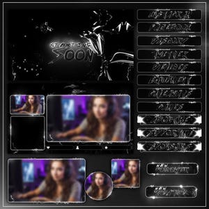 Cyber Stream Overlay Pack: Animated Neon Violet Futuristic Twitch, YouTube, OBS Overlay for Creators, Gaming, Stream Aesthetic, Monochrome