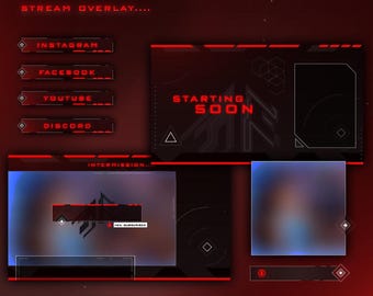 Paquete de superposiciones para Twitch Minimal Tech Animated / Paquete de transmisión con paneles de alertas y transiciones / Kit para VTubers de YouTube y OBS Streamlabs Kick