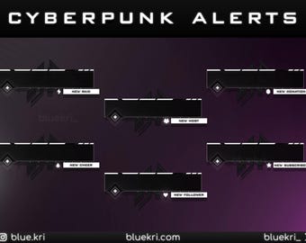 Animierte Cyberpunk Stream Alarme Bündel | Minimalist Black & White (Digitaler Download)