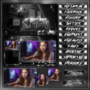 Black and White Animated Stream Overlay Pack | Minimalist OBS & Twitch Layout | VTuber Streamlabs Dark Stream Design Kit