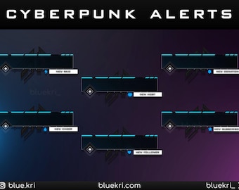 Animated Cyberpunk Stream Alerts | Twitch, YouTube (WebM)