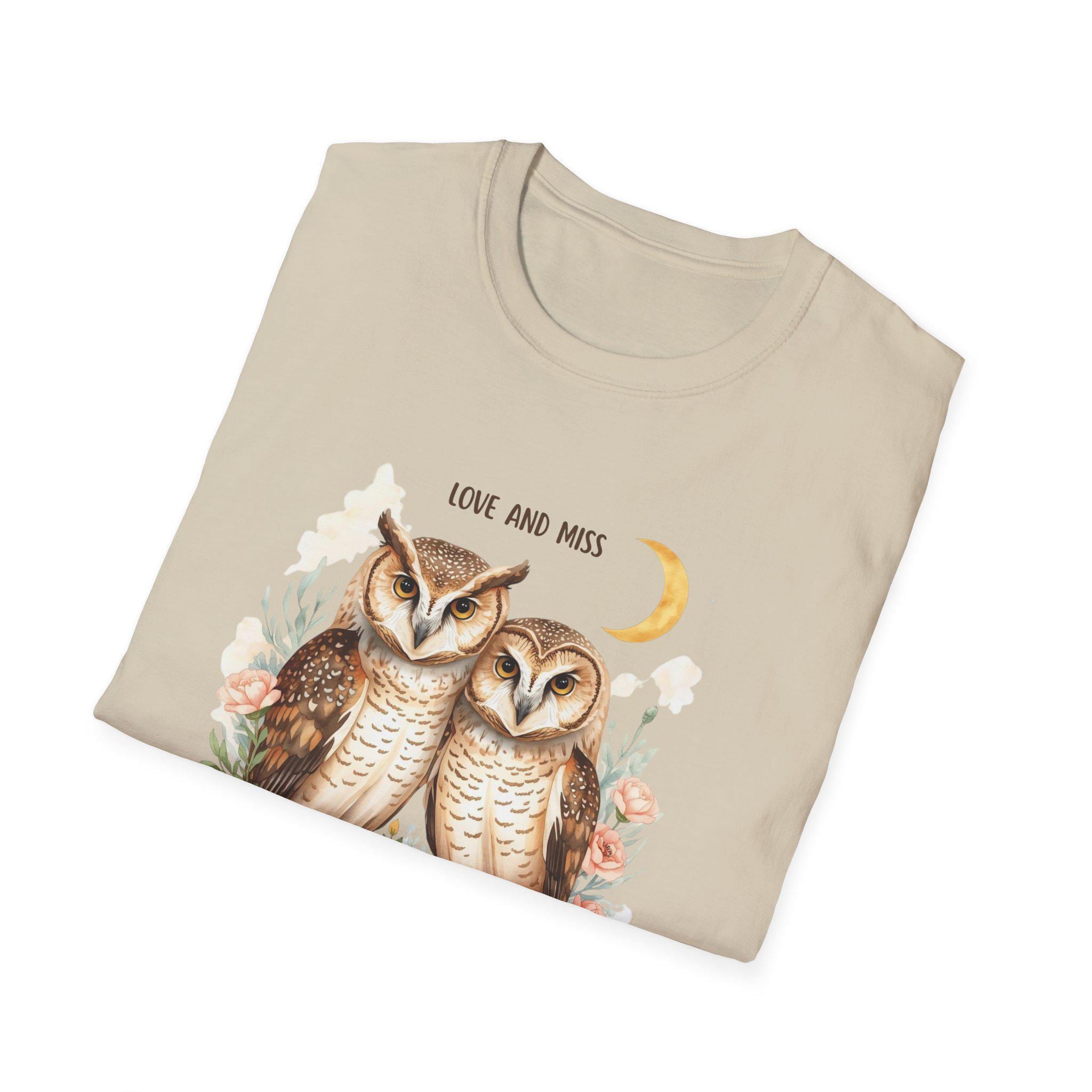 Vintage Owl and Moon Graphic T-Shirt Nature Wildlife Tee | Retro Animal Shirt | Boho Aesthetic Top |