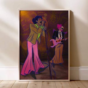 Póster de arte de banda inspirado en la moda de los años 70