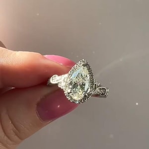 3 CT Pear Cut Moissanite Diamond Engagement Ring: 10K Gold Anniversary Ring