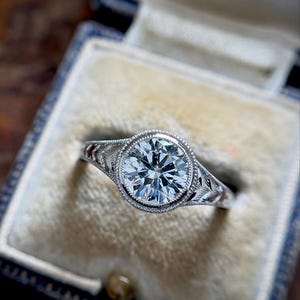 Victorian 3CT Moissanite Engagement Ring: 14K Gold Anniversary Ring