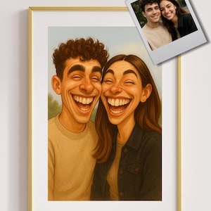 Custom Funny Couple Caricature Portrait – Transform Your Photo into Hilarious Art - Digital Download Gift for Couples