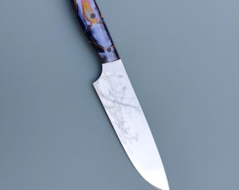 Cuchillo de chef N690, cuchillo de cocina de espiga completa, acabado espejo.