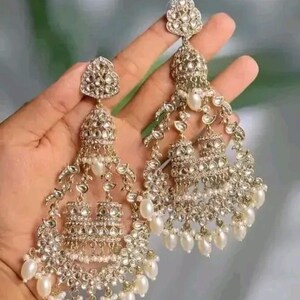 Boucles D'oreilles Bollywood Kundan Meenakari Vertes - Perles, Laiton, Fait Main En Inde