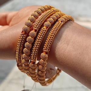Gold Plated Indian Bangles Set: Traditional Wedding Jewelry