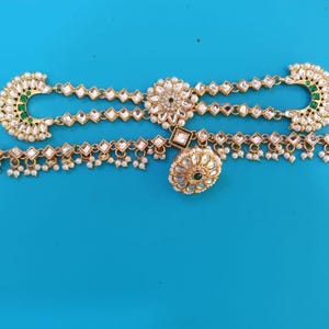 Kundan Polki Mathapatti: Indian Bridal Headpiece, Gold Plated Damini