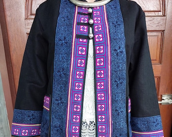 男性用モン族の衣装 | 手作りの刺繍入りジャケット | モン族の民族衣装