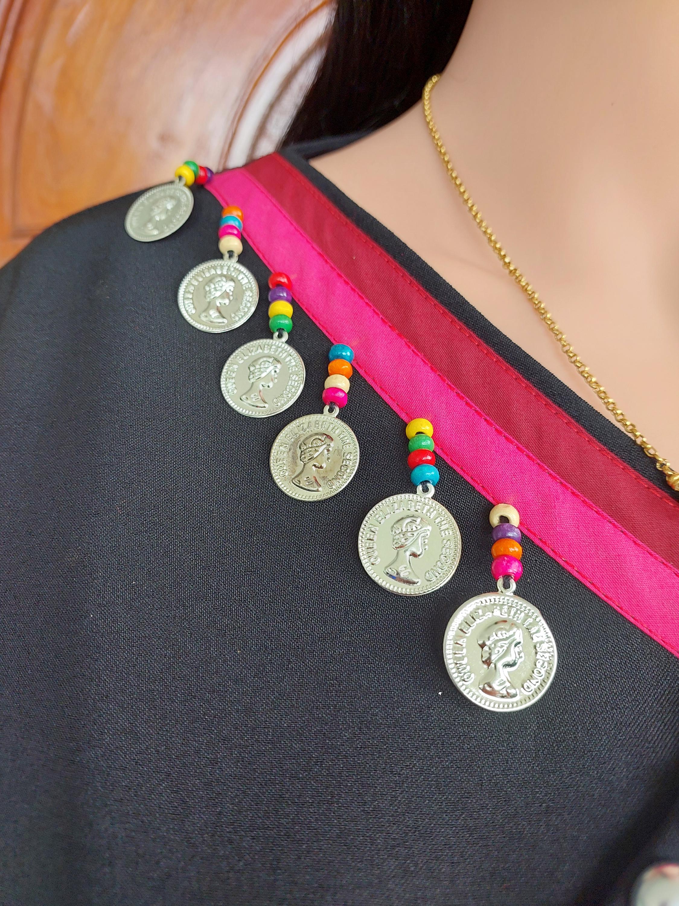 Hmong Embroidered Tribal Dress: Handmade Boho Tunic Top With Coins ...