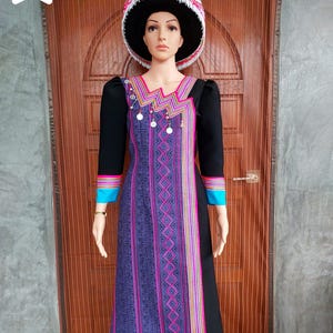 Handmade Embroidered Hmong Dress: Ethnic Festival Outfit