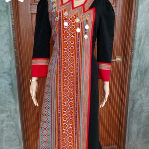 Handmade Hmong Embroidered Dress: Ethnic Boho Festival Clothing