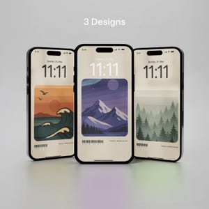 3 x Retro Phone Wallpaper | Vanlife | Wave Sunset | Forest matching to phone case