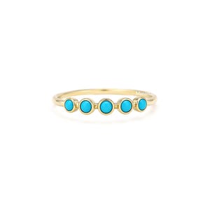 Natural Turquoise Ring 14K Solid Gold, Minimalist Bezel Set Band, Dainty Stackable Ring, December Birthstone Jewelry