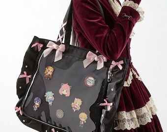 Große Ita Bow Umhängetasche, benutzerdefinierte Ita-Einkaufstasche, klare Pin-Showbag, Anime-Geschenk für Mädchen, Schulanfanggeschenk, Festival-Tasche
