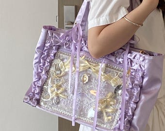Personalisierte Lolita Ita Tasche, Große Anime Pin Display Tasche, Schultertasche aus Spitze, Kawaii Harajuku Modetasche, Cosplay Geschenk