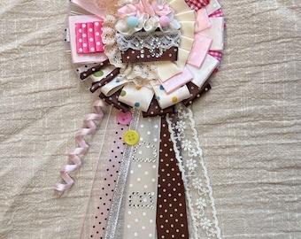 Handmade Birthday Brooch, Ribbon Lace Birthday Corsage, Removable Magnetic Cake Charm, Graduation Party Outfit Accessory