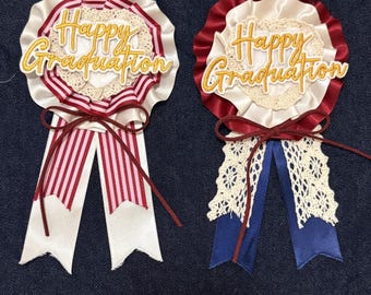 Custom Graduation Corsage, Handmade Ribbon Rosette, Personalized Badge Flower, Birthday Brooch, Kpop Fan Support Gift