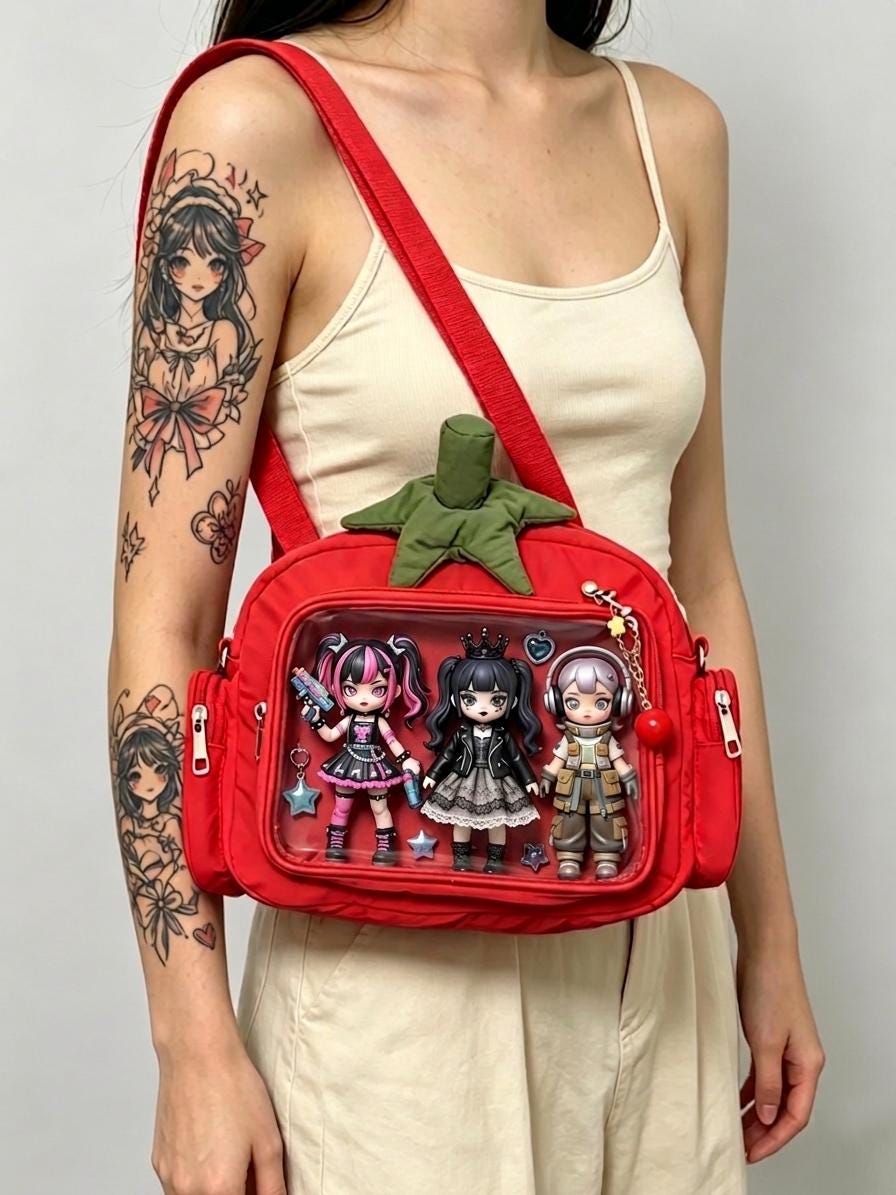 小物 Itami Custom Tomato Ita Bag, Kawaii Crossbody Pin Display Bag