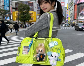 Personalisierte große Ita Tasche für Kpop-Fans, Anime Pin Display Umhängetasche mit versteckter Tasche, leichtes Kpop Konzertgeschenk