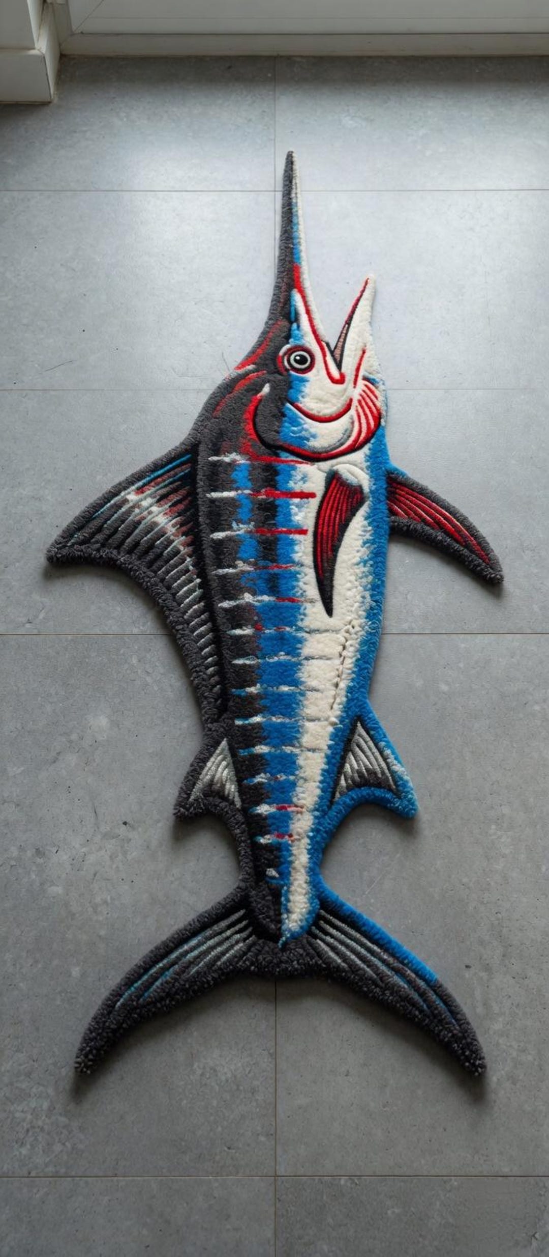 Marlin Rug Handmade Marlin Fish Tufted Rug, Ocean Theme Coastal Decor, Unique Kids ...