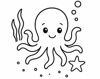 Dibujos para colorear de animales del océano para niños: actividades imprimibles de vida marina / Hojas para colorear para niños en edad preescolar