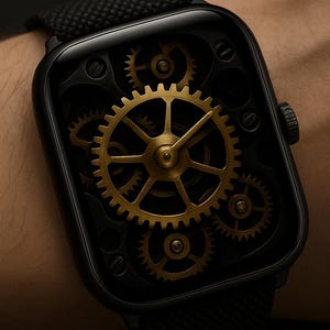 Set quadranti Skeleton – Midnight Mechanics / Sfondo per Apple Watch (Oro e Nero Luxury Gear, Download Digitale)