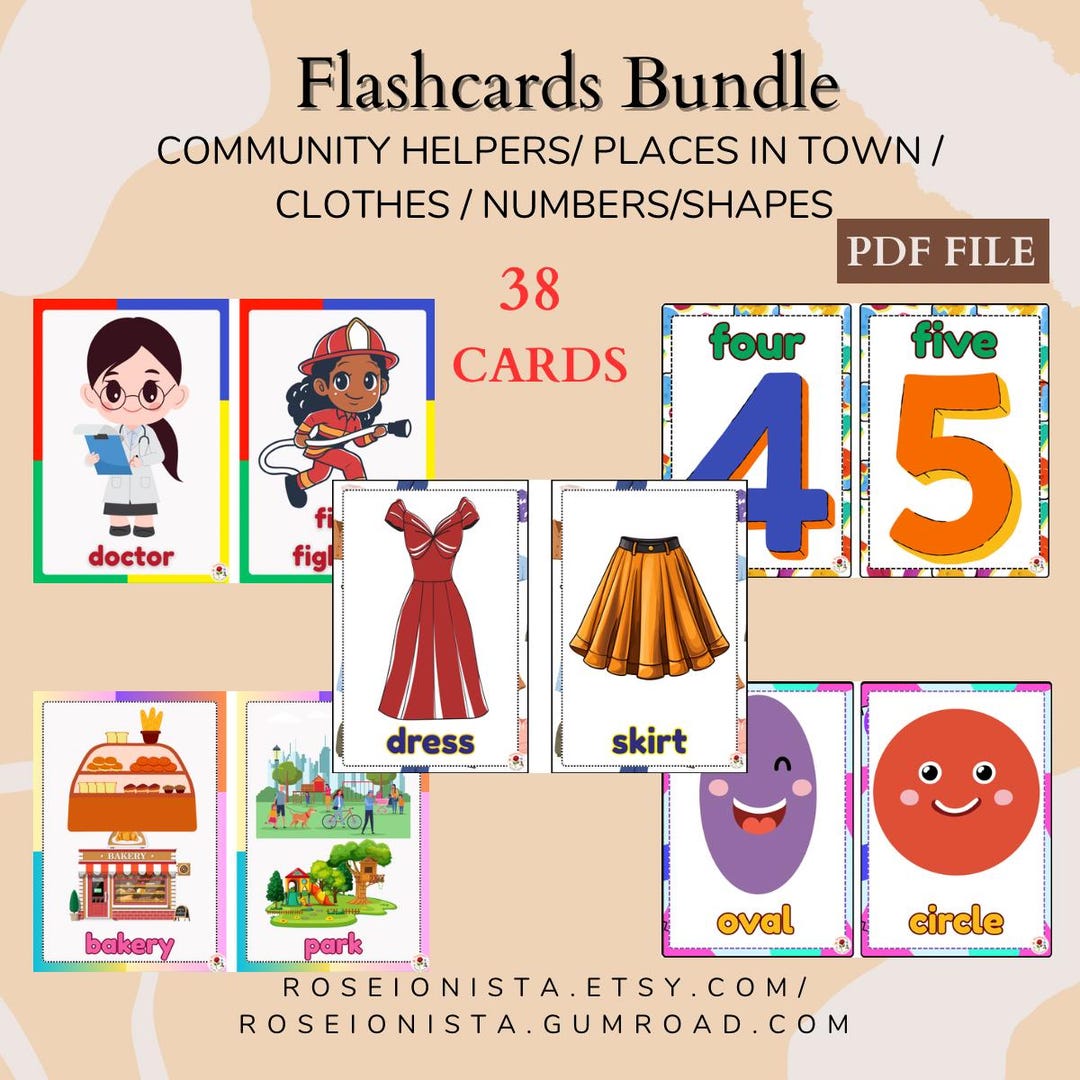 English Early Learners Flashcards Bundle - Etsy